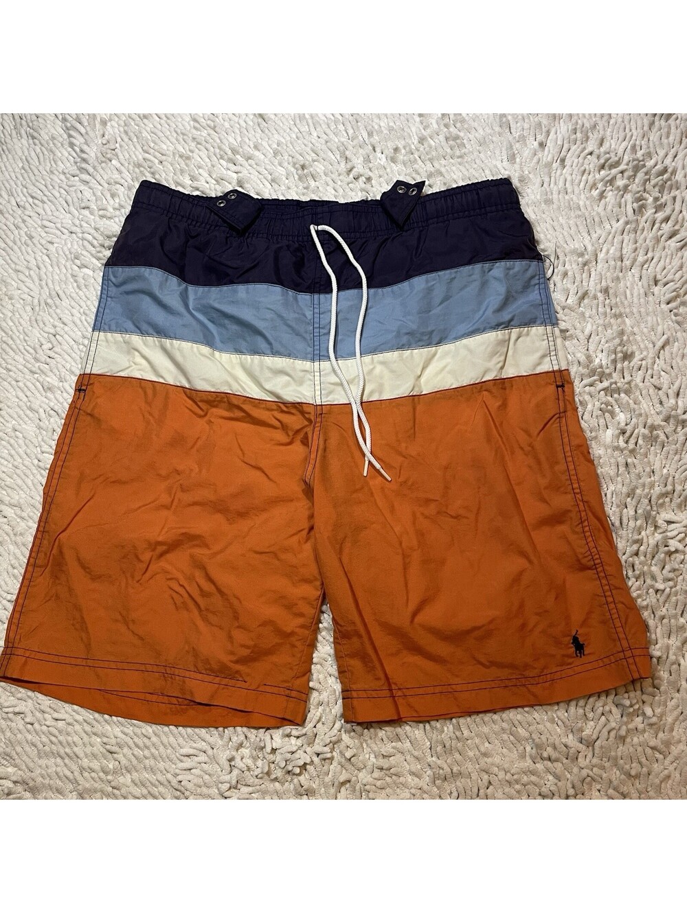 VINTAGE 90s Polo Ralph Lauren Color Block Swim Board Shorts Mens Size 30